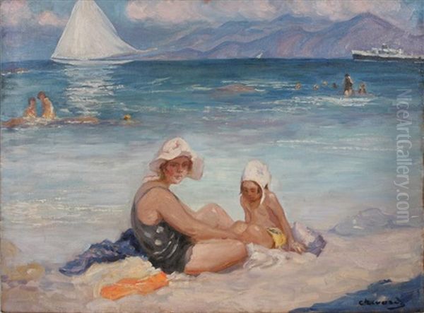 Sur La Plage Oil Painting by Pavel Dmitrievitch Chmarov