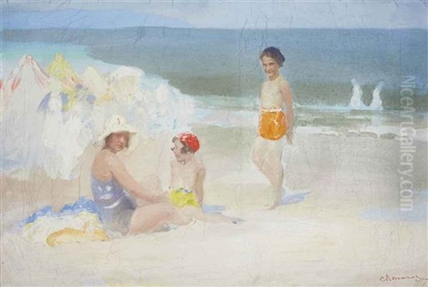 At The Seashore Oil Painting by Pavel Dmitrievitch Chmarov