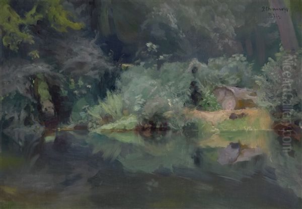 Lake In The Woods Oil Painting by Pavel Dmitrievitch Chmarov