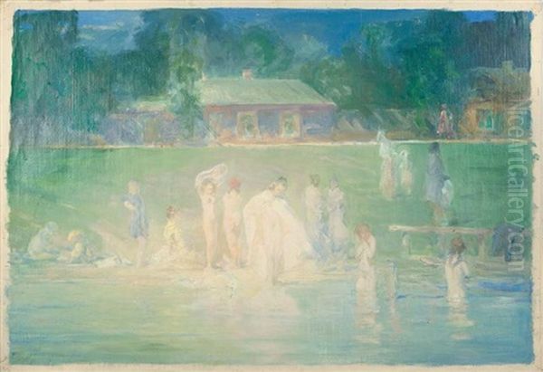 La Baignade En Ete Oil Painting by Pavel Dmitrievitch Chmarov