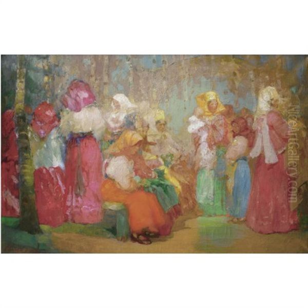 Russian Women Oil Painting by Pavel Dmitrievitch Chmarov