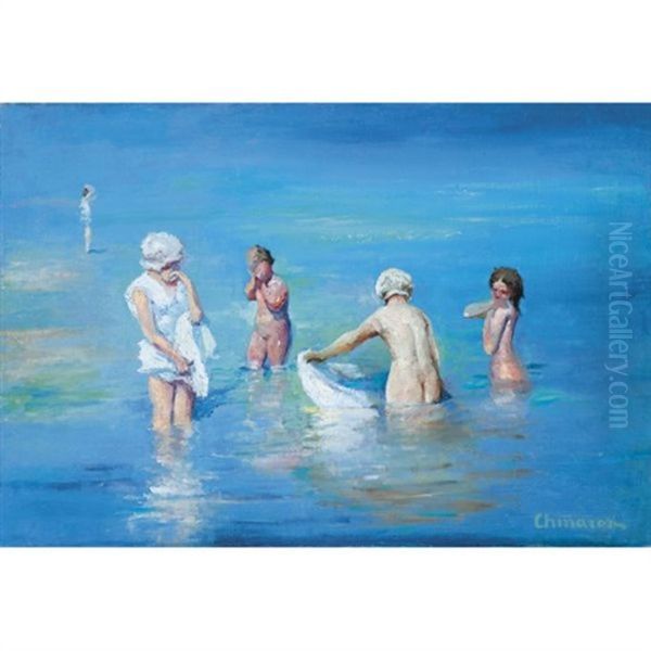 La Baignade Oil Painting by Pavel Dmitrievitch Chmarov