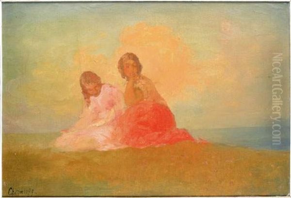 Songeuses Au Bord De L'eau Oil Painting by Pavel Dmitrievitch Chmarov