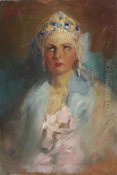 Female Portrait Oil Painting by Pavel Dmitrievitch Chmarov