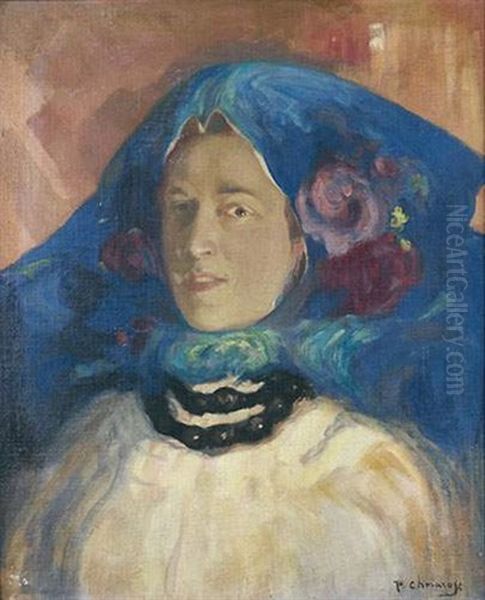 Portrait D'une Ukrainienne Oil Painting by Pavel Dmitrievitch Chmarov
