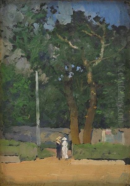 Conversation By The Tree Oil Painting by Pavel Dmitrievitch Chmarov