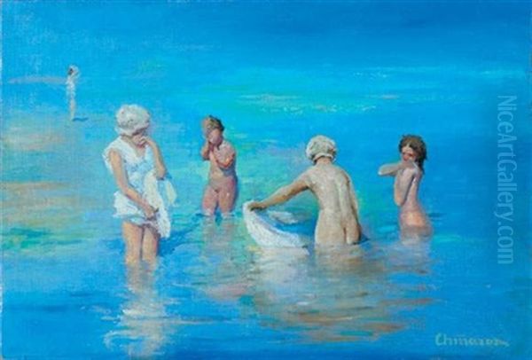 La Baignade Oil Painting by Pavel Dmitrievitch Chmarov