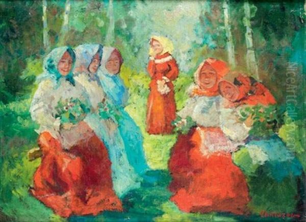 Jeunes Filles Oil Painting by Pavel Dmitrievitch Chmarov