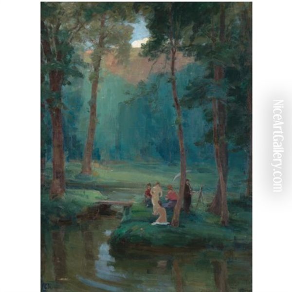 The Painter Oil Painting by Pavel Dmitrievitch Chmarov