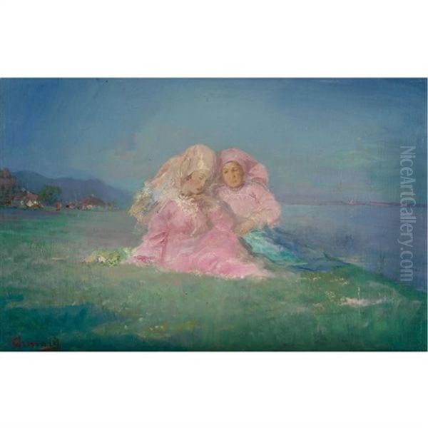 Two Russian Beauties Oil Painting by Pavel Dmitrievitch Chmarov