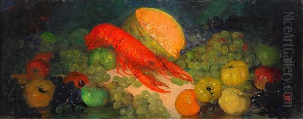 Still Life With A Lobster Oil Painting by Pavel Dmitrievitch Chmarov