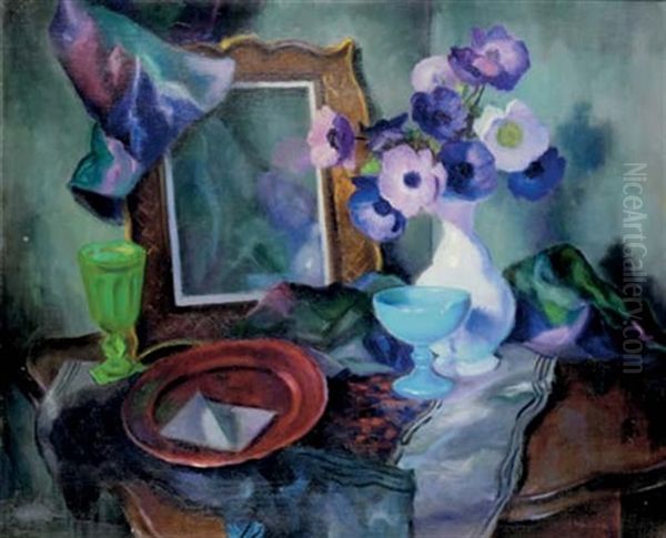 Nature Morte Au Mirroir Oil Painting by Pavel Dmitrievitch Chmarov
