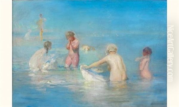 Les Baigneurs Oil Painting by Pavel Dmitrievitch Chmarov