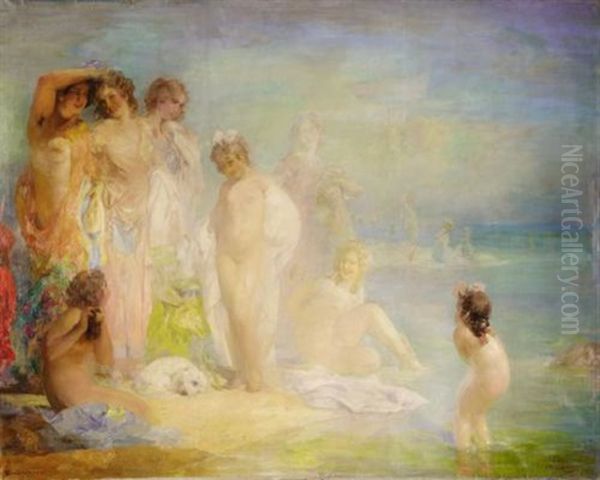 The Bathers Oil Painting by Pavel Dmitrievitch Chmarov