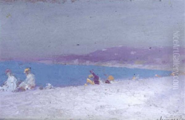 Beach In Summer (3 Works) Oil Painting by Pavel Dmitrievitch Chmarov