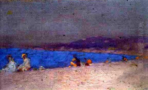 Baigneurs Assis Devant La Mer Oil Painting by Pavel Dmitrievitch Chmarov