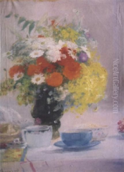 Nature Morte Au Bouquet De Fleurs Oil Painting by Pavel Dmitrievitch Chmarov