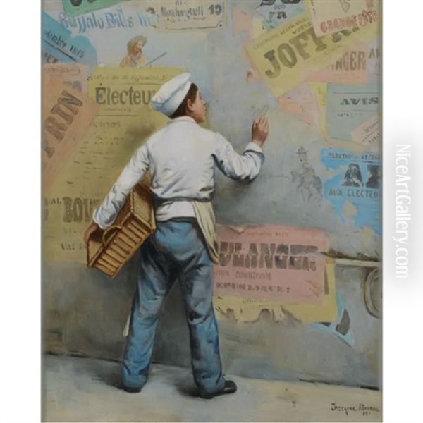 Jeune Boulanger Manifestant Ses Opinions Politiques (episode Du Boulangisme) Oil Painting by Paul-Charles Chocarne-Moreau