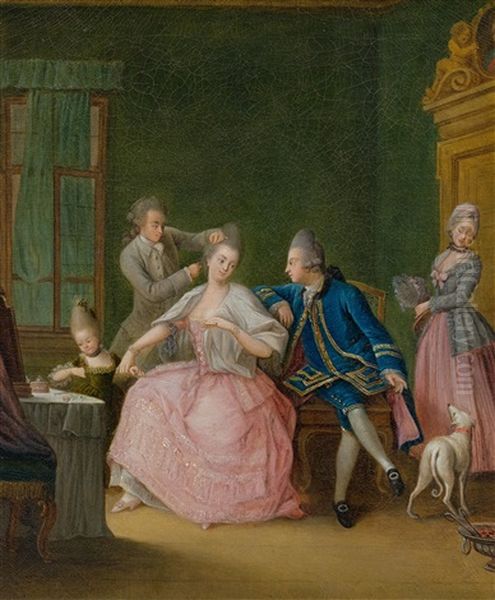 Beim Coiffeur Oil Painting by Daniel Nikolaus Chodowiecki