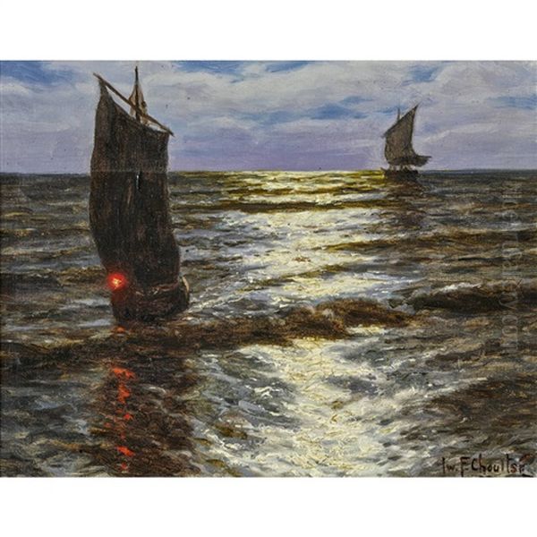 En Pleine Mer Au Claire De Lune Oil Painting by Ivan Fedorovich Choultse