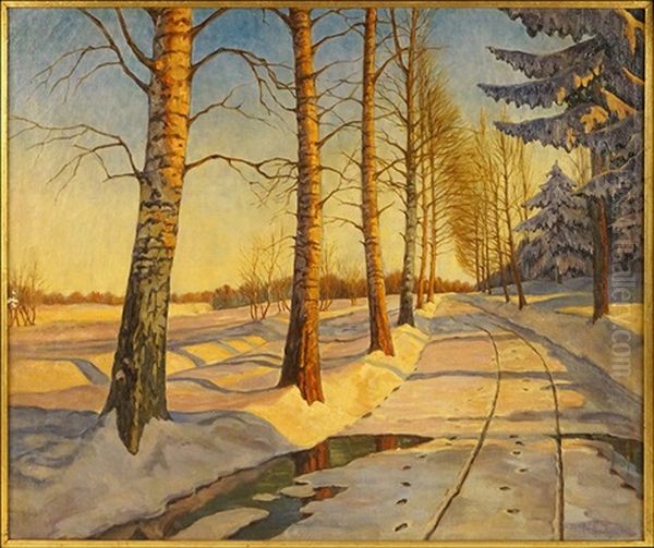 Snowy Path Oil Painting by Ivan Fedorovich Choultse