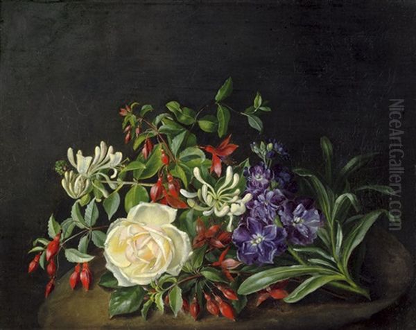 Blumenstilleben Mit Fuchsien Und Rose Oil Painting by Anthonie, Anthonore Christensen