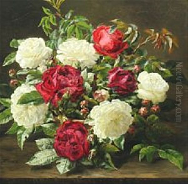 Still Life With Roses Oil Painting by Anthonie, Anthonore Christensen