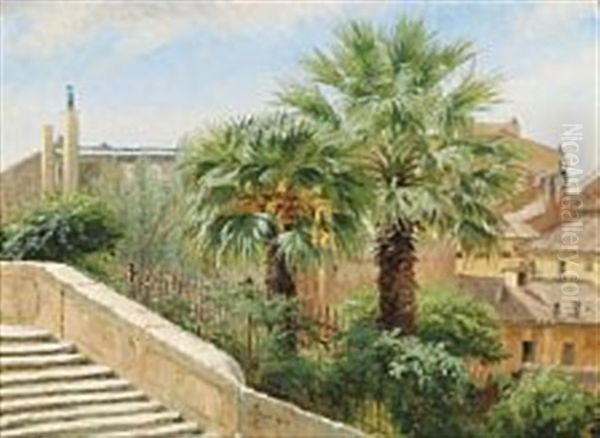 View From Rome Oil Painting by Anthonie, Anthonore Christensen