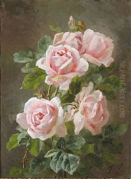 Pink Roses Oil Painting by Anthonie, Anthonore Christensen