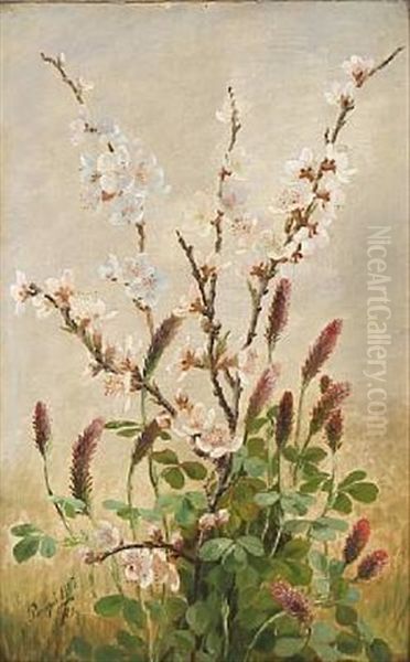 Ferskenblomster Og Kloverblomster Oil Painting by Anthonie, Anthonore Christensen