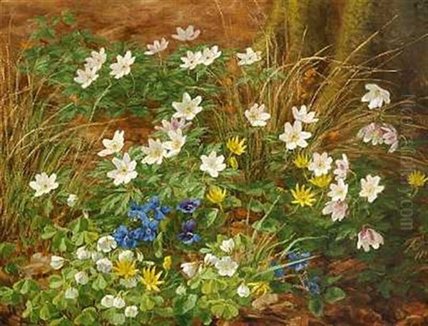 Skovbund Med Forarsblomster Oil Painting by Anthonie, Anthonore Christensen