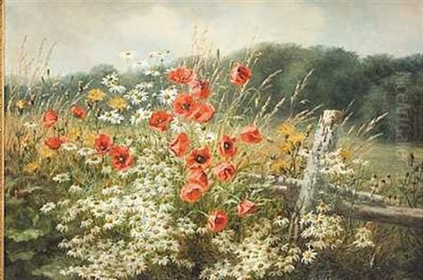 Markblomster Taet Ved Rungsted Station Oil Painting by Anthonie, Anthonore Christensen