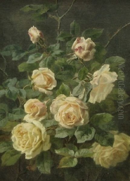 Blomstrende Gule Roser Oil Painting by Anthonie, Anthonore Christensen
