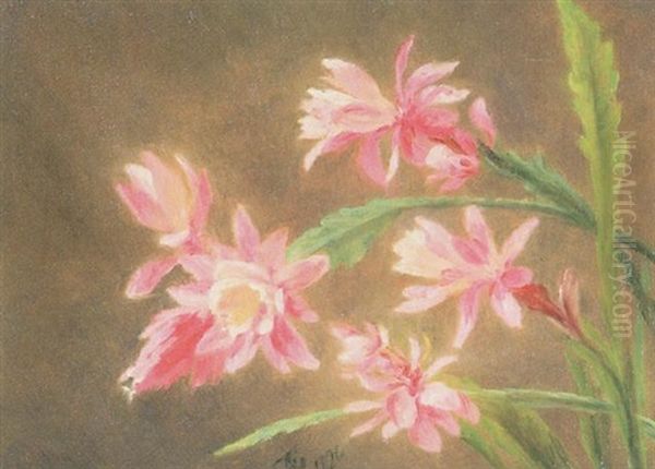 Lyserode Blomster Oil Painting by Anthonie, Anthonore Christensen