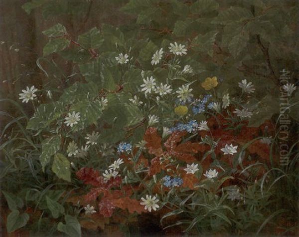 Skovbund Med Forarsblomster Og Grene Oil Painting by Anthonie, Anthonore Christensen