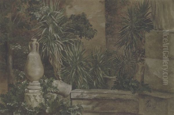 Romersk Gardparti Oil Painting by Anthonie, Anthonore Christensen