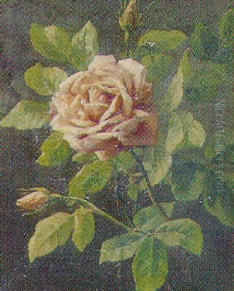 Lyserod Rose Oil Painting by Anthonie, Anthonore Christensen