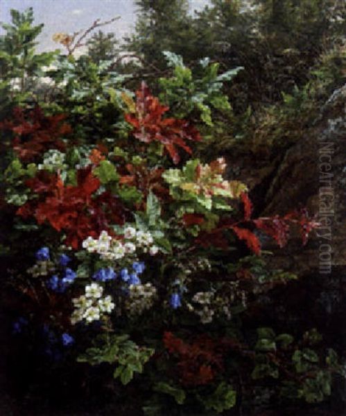 Blackberries And Maple Leaves Oil Painting by Anthonie, Anthonore Christensen