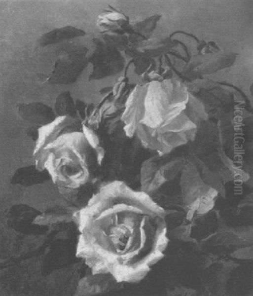 Italian Roses Oil Painting by Anthonie, Anthonore Christensen