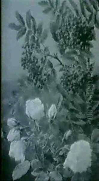 Vita Rosor Och Ronnbar Oil Painting by Anthonie, Anthonore Christensen