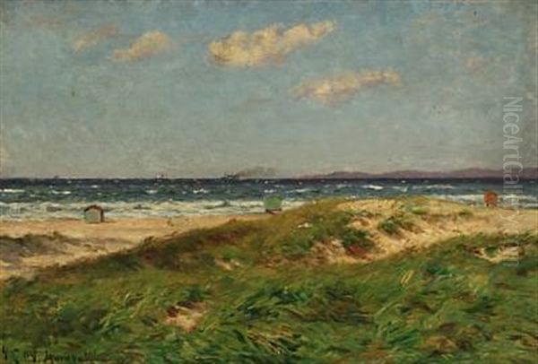 Coastel Scape From Hornbaek Oil Painting by Godfred B.W. Christensen