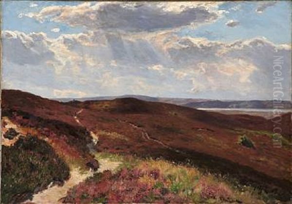 Overlooking A Moor Landscape Oil Painting by Godfred B.W. Christensen