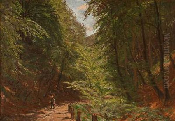 Lille Grundet Hulevej, Vejle Oil Painting by Godfred B.W. Christensen