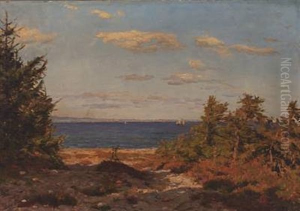 Eftermiddag Ved Hornbaek Strand, Ved Sandagerhus Oil Painting by Godfred B.W. Christensen