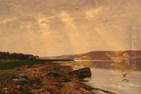 Mariager Fjord (preparatory Study) Oil Painting by Godfred B.W. Christensen