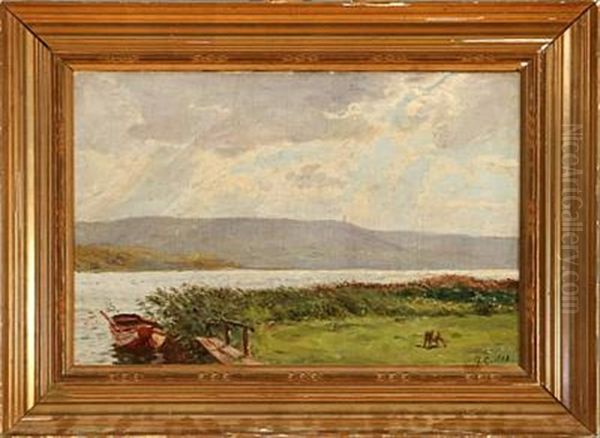 Fra Haven Ved Juel So Oil Painting by Godfred B.W. Christensen