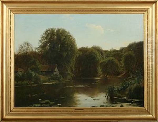 En Skovdam. Motivet Fra Raavad Oil Painting by Godfred B.W. Christensen