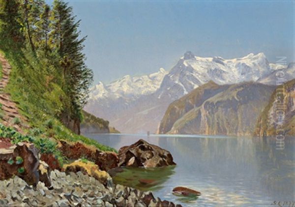Vierwaldstatter See, Blick Auf Den Urirotstock Oil Painting by Godfred B.W. Christensen