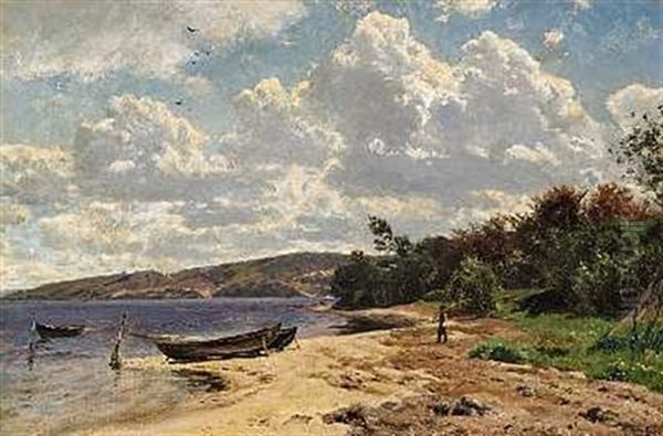 Ved Vejlefjord Oil Painting by Godfred B.W. Christensen