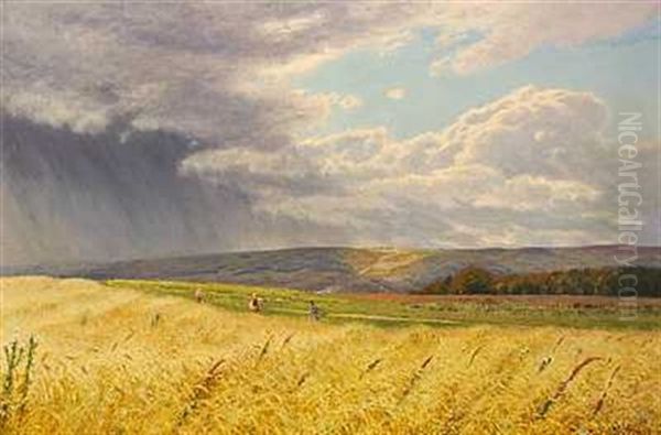 Fra Silkeborgegnen. Bygevejr Oil Painting by Godfred B.W. Christensen